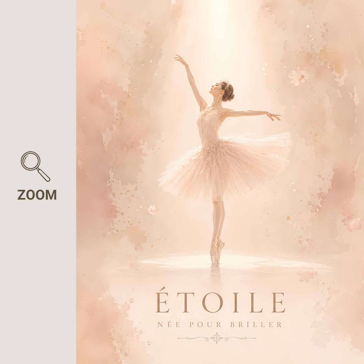 Gallery-style Ballerina Art artwork with vintage details for creative space decor with French text