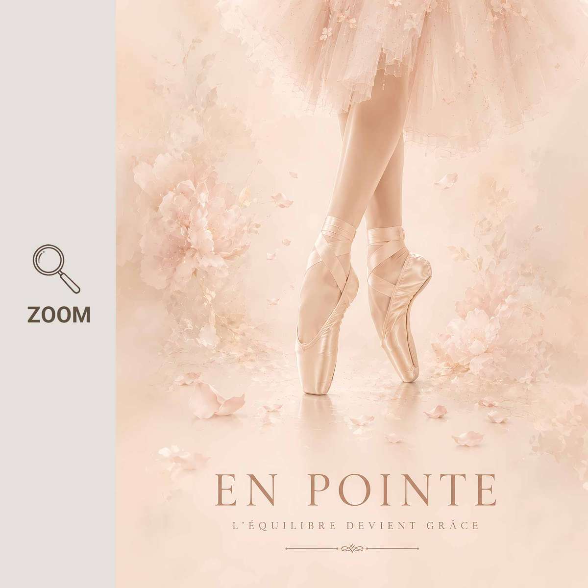 Ballerina shown in a classical composition showcasing poetic movement with softly balanced composition