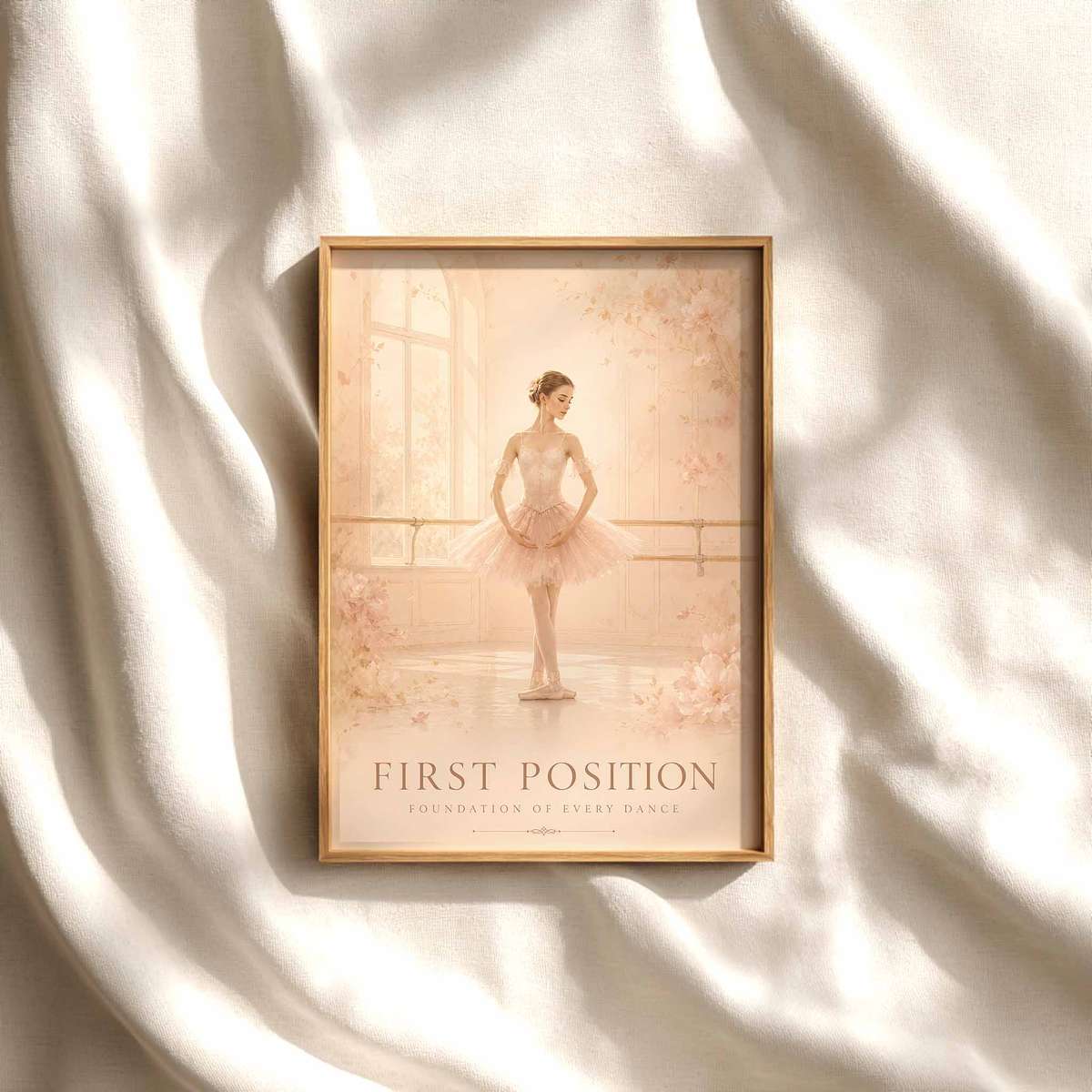 Vintage illustration of Ballerina Framed Pictures Style presented through poetic movement with softly balanced composition