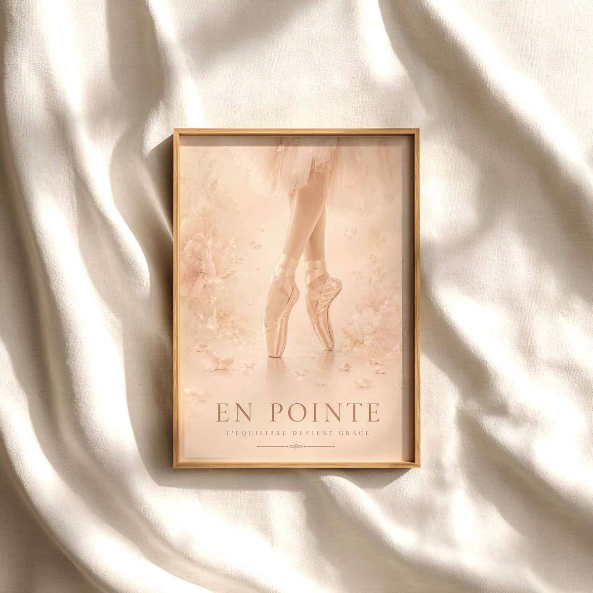 Abstract painting of Ballerina Framed created for dance studio decor with French text