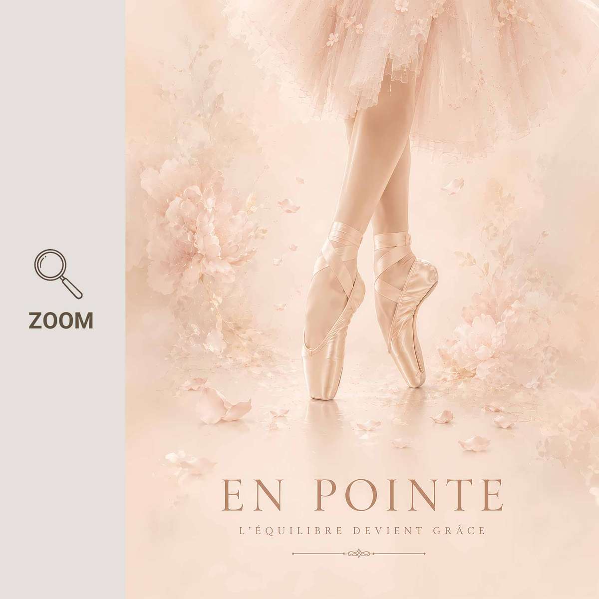 Ballerina Framed composition styled as painting and featuring rehearsal-inspired details and graceful silhouettes inspired by vintage french text ballet with French text