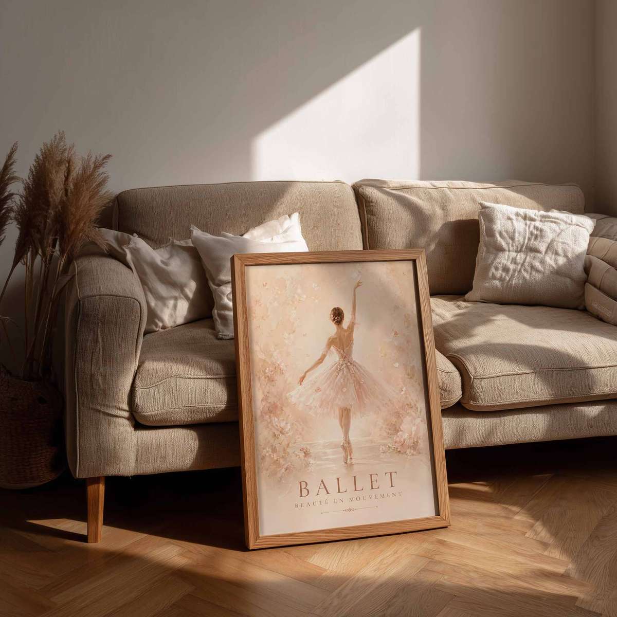 Decorative Ballerina Silhouette Art artwork designed for classical art admirers and dancer's bedroom decor with French text