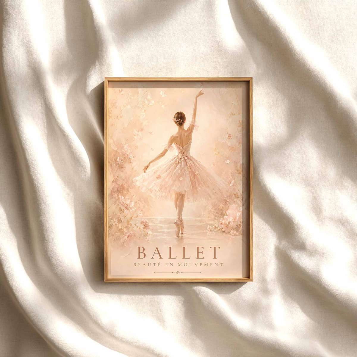 Decorative Ballerina Silhouette Art artwork designed for classical art admirers and dancer's bedroom decor with French text