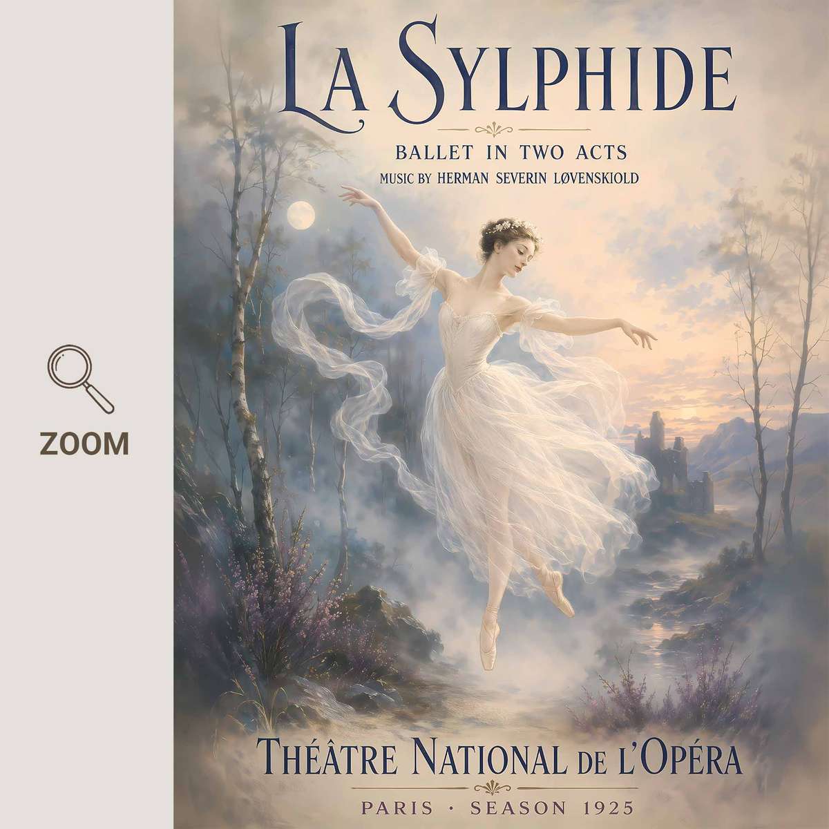 Elegant Ballet Aesthetic wall art featuring elegant lines and a theatrical atmosphere inspired by vintage la sylphide ballet