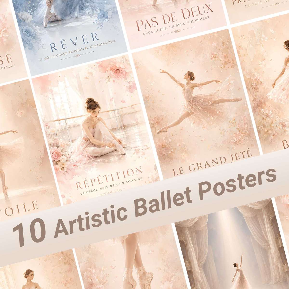 Ballet composition styled as painting and featuring classical stage character and delicate visual rhythm