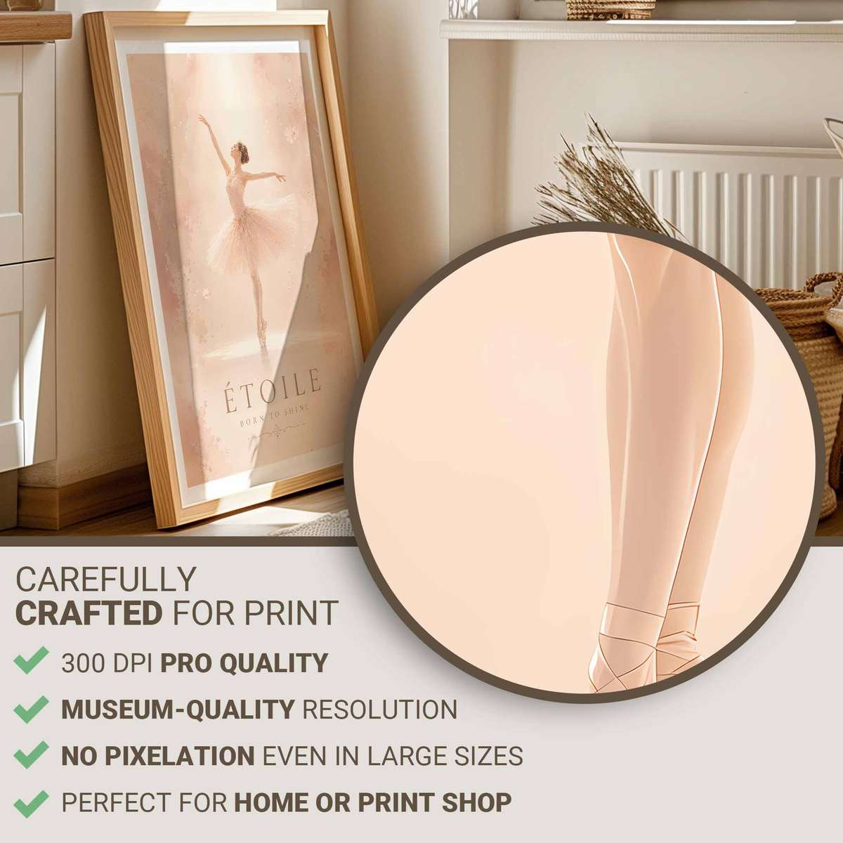 Classical wall art of Ballet Dance created for dance studio decor