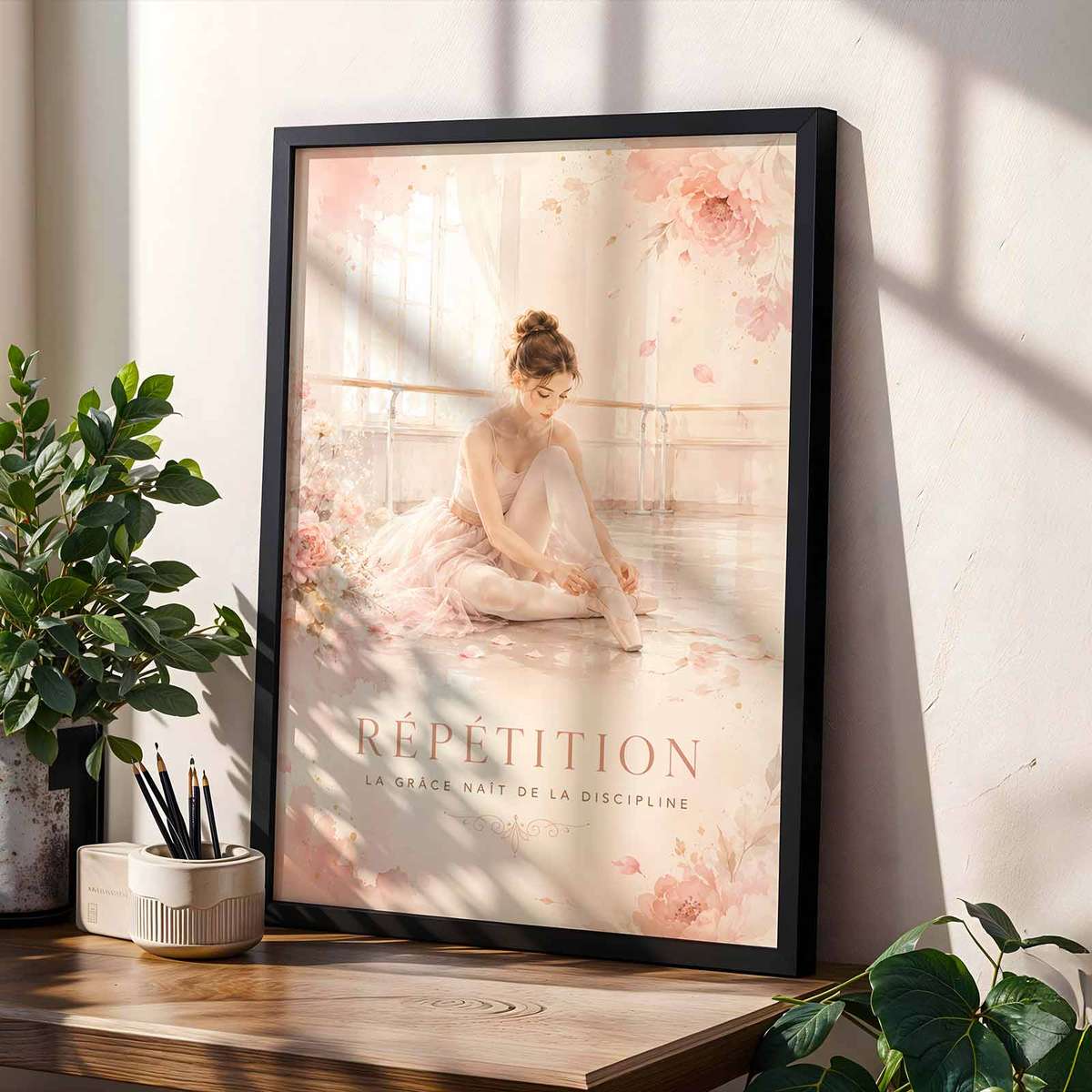 Decorative Ballet Dancer artwork designed for ballet lovers and creative space decor with French text