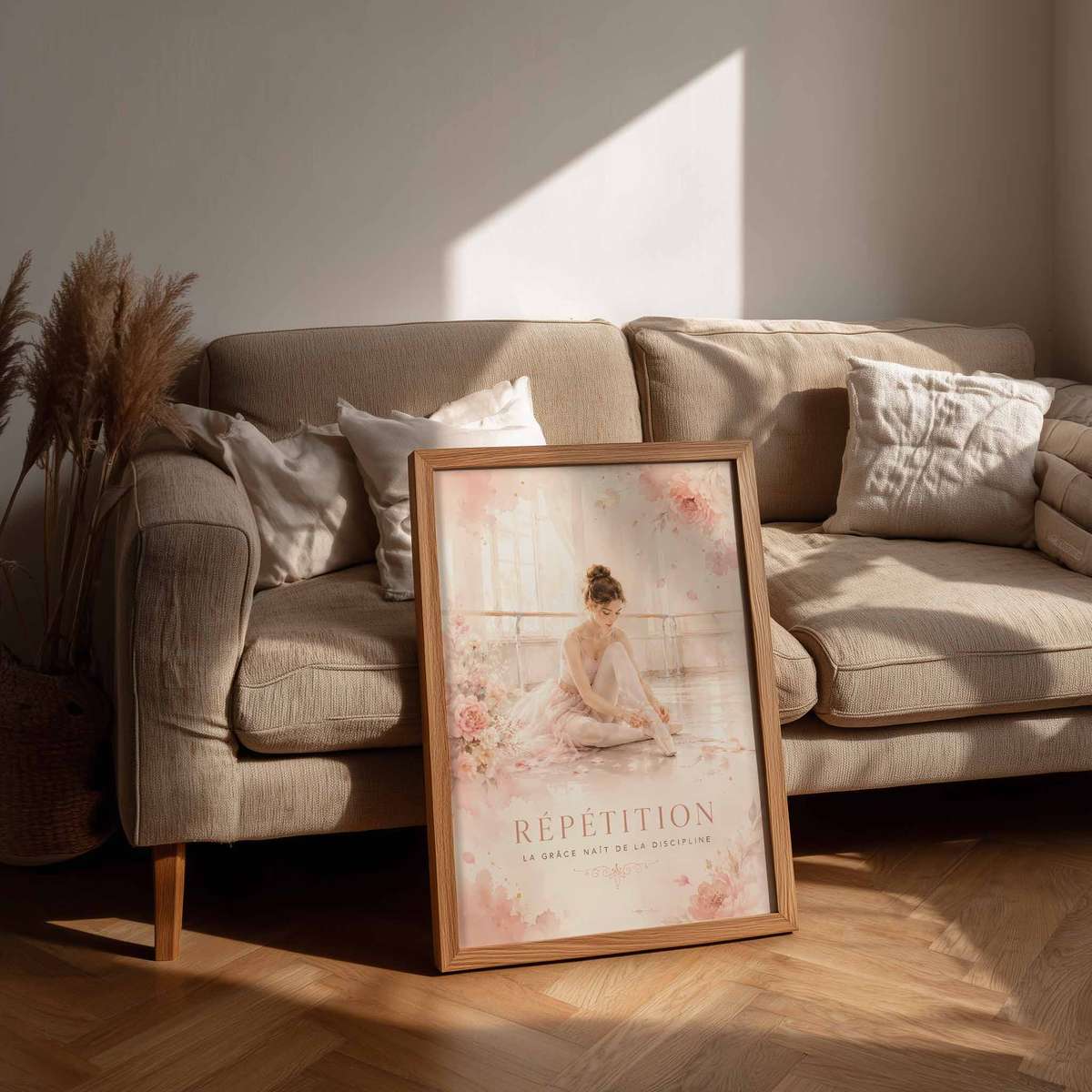 Ballet Dancer decorative print featuring fluid motion and an intimate performance mood for classical art admirers with French text