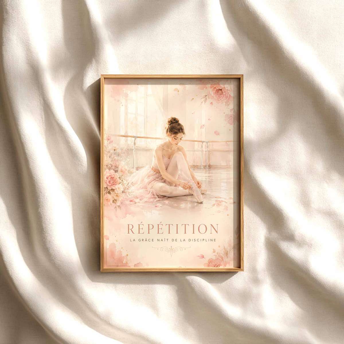 Ballet Dancer decorative print featuring fluid motion and an intimate performance mood for classical art admirers with French text