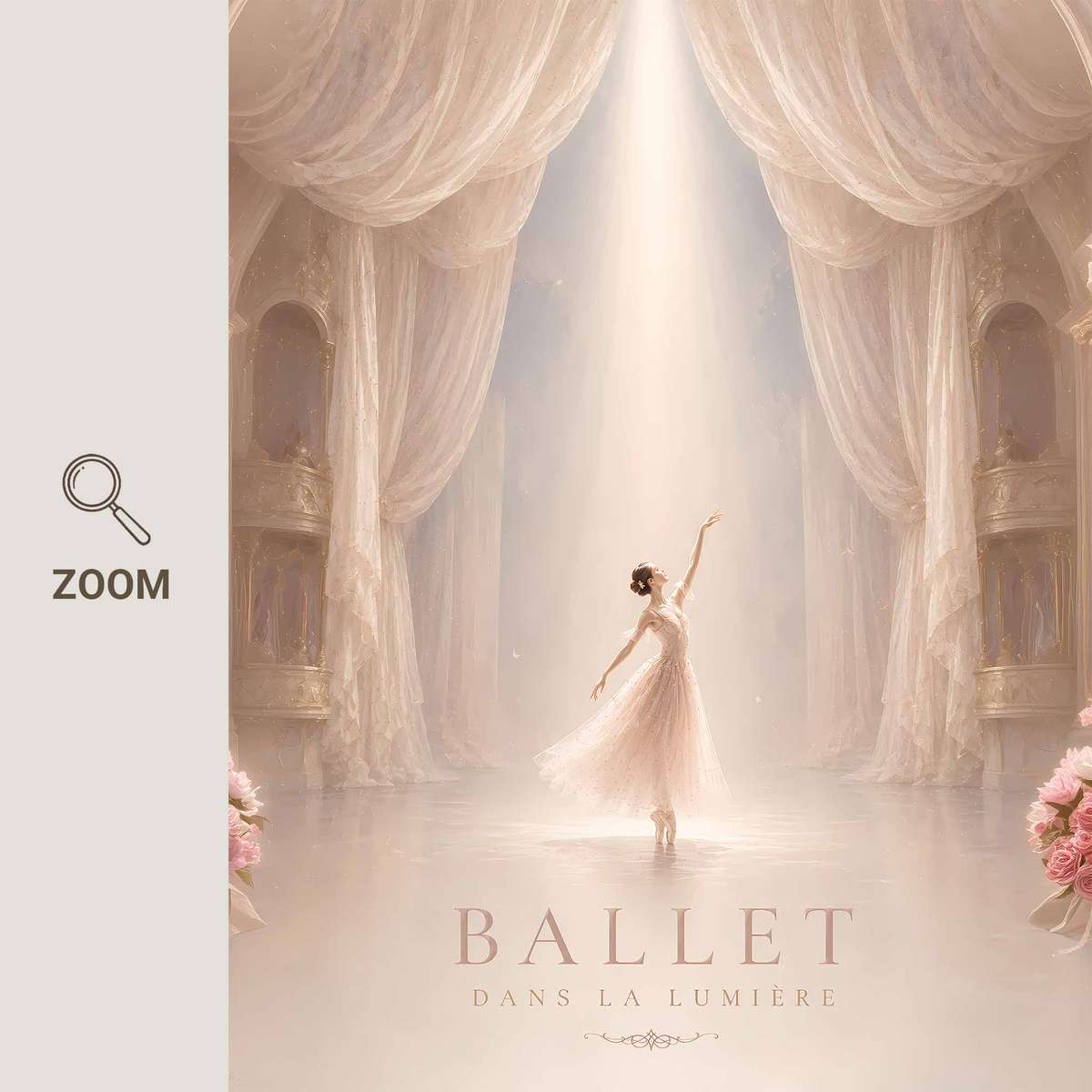 Ballet Dancer wall art combining expressive posture and refined dance details inspired by vintage french text dance in a theatrical composition with French text