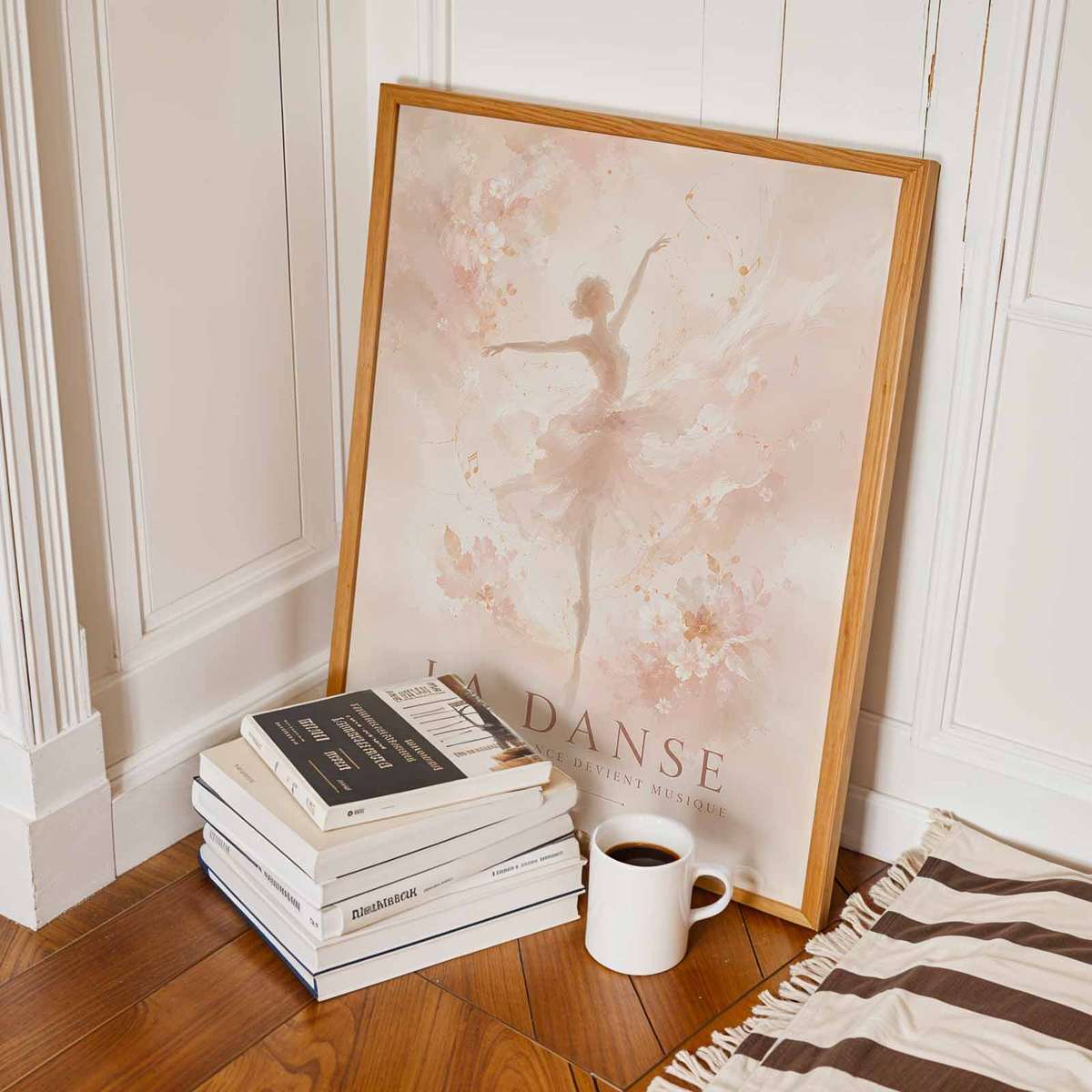 Decorative Ballet Dancer Watercolor artwork designed for dancers and rehearsal room decor with French text