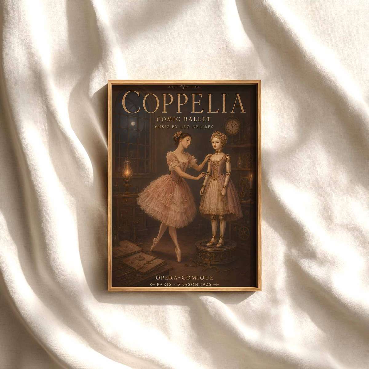 Vintage Ballerina Print – Coppelia Ballet Poster, Copellia Dance Wall Art ballet poster shown as refined dance wall art