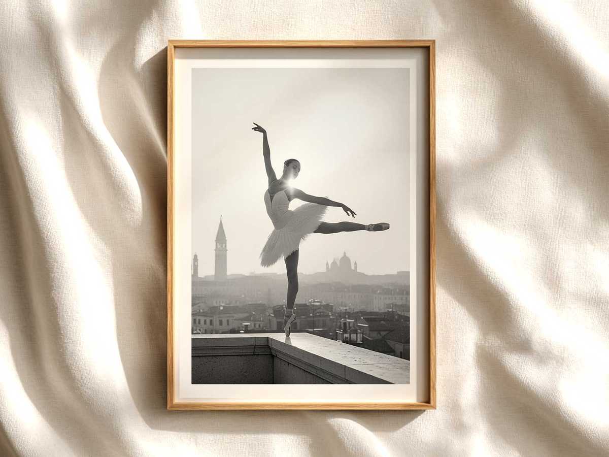 Ballerina on Venetian Stage Poster ballet poster shown as refined dance wall art