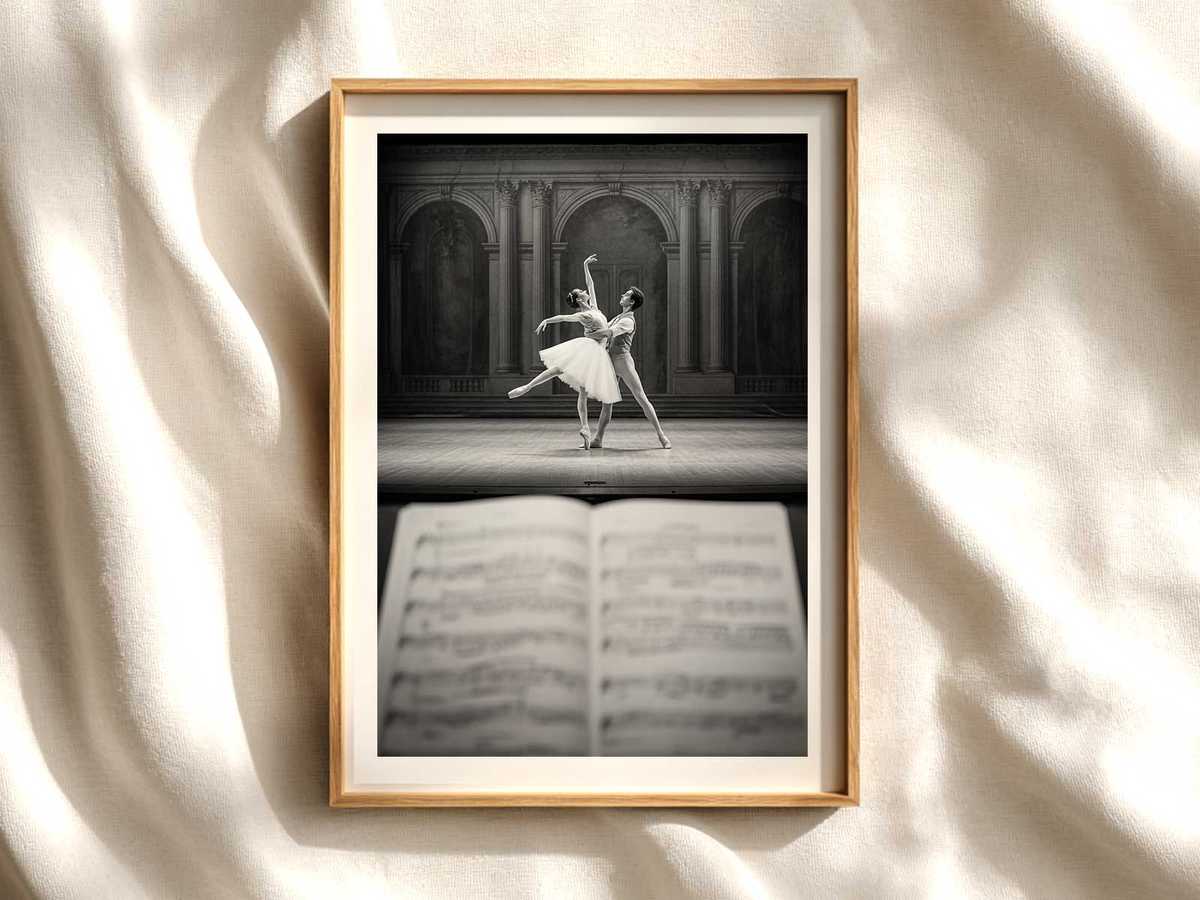 Theatrical Entry Silhouette — Ballet Poster ballet poster shown as refined dance wall art