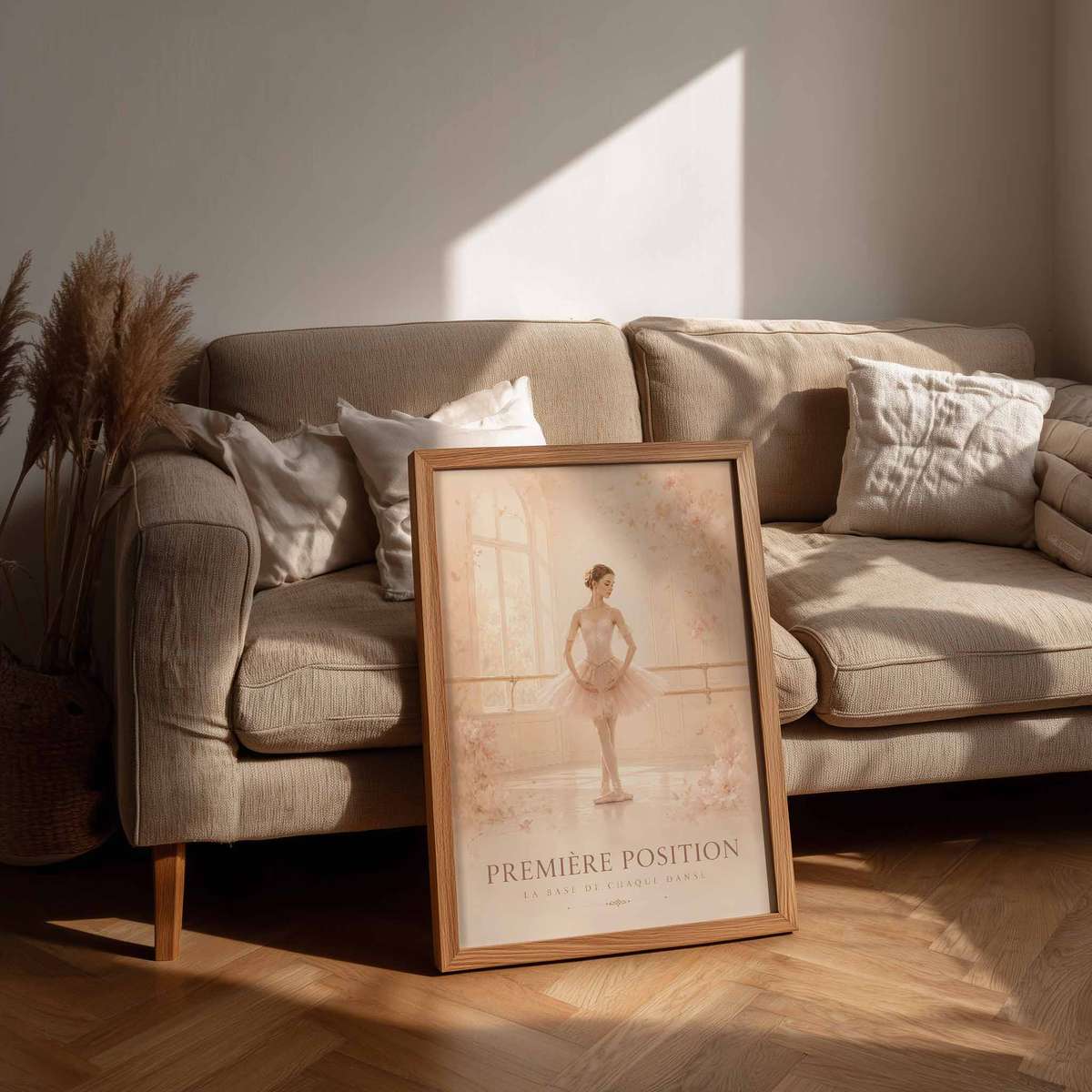 Ballet Positions wall art showcasing rehearsal-inspired details and graceful silhouettes and a poetic visual character with French text