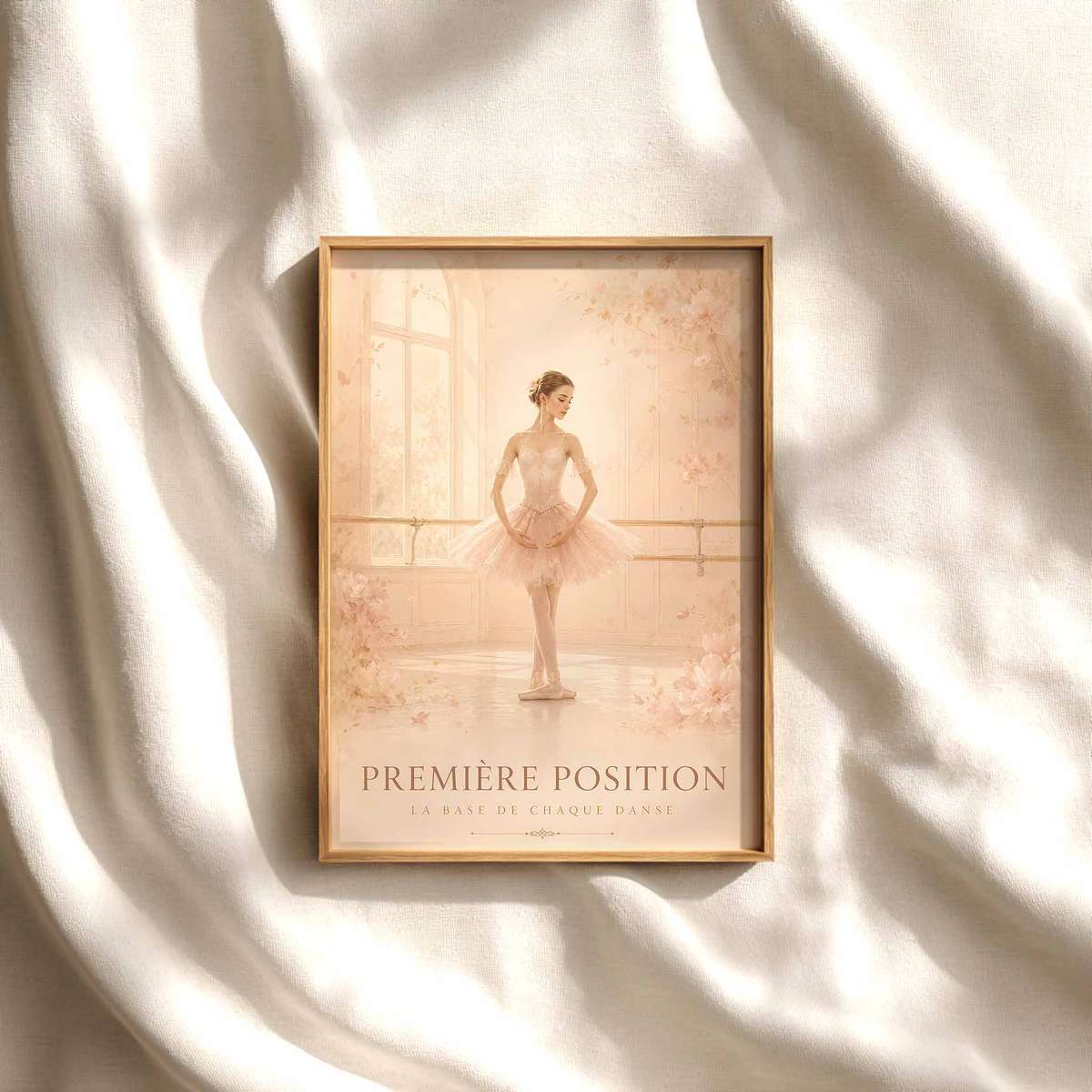 Ballet Positions wall art showcasing rehearsal-inspired details and graceful silhouettes and a poetic visual character with French text