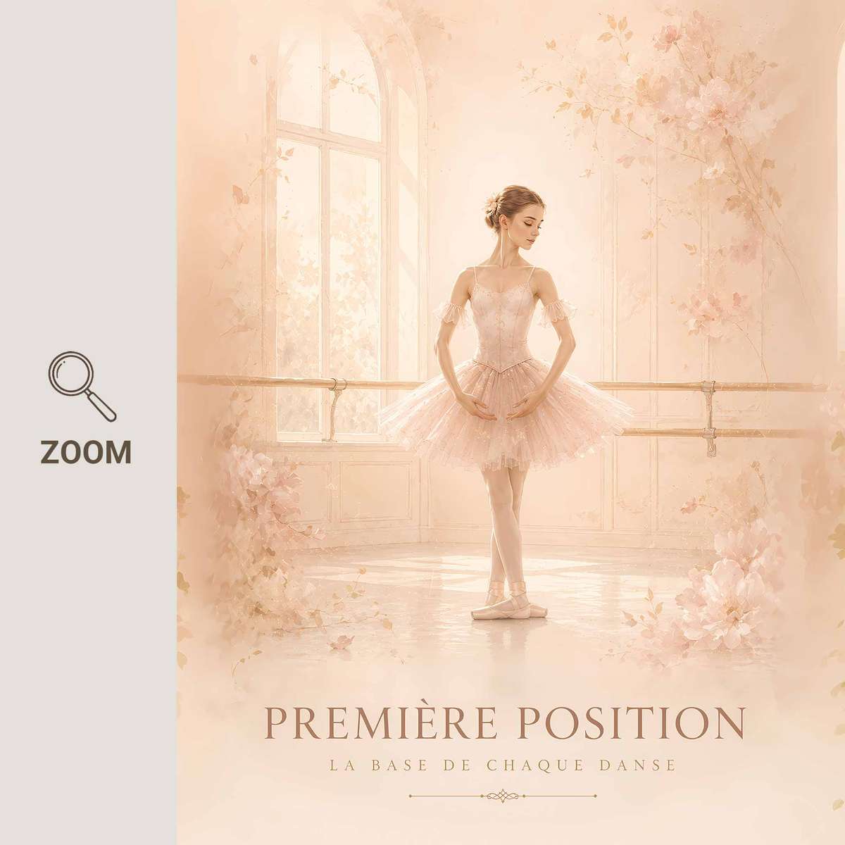 Ballet Positions wall art showcasing poetic movement with softly balanced composition inspired by vintage french text dance art and a graceful visual character with French text