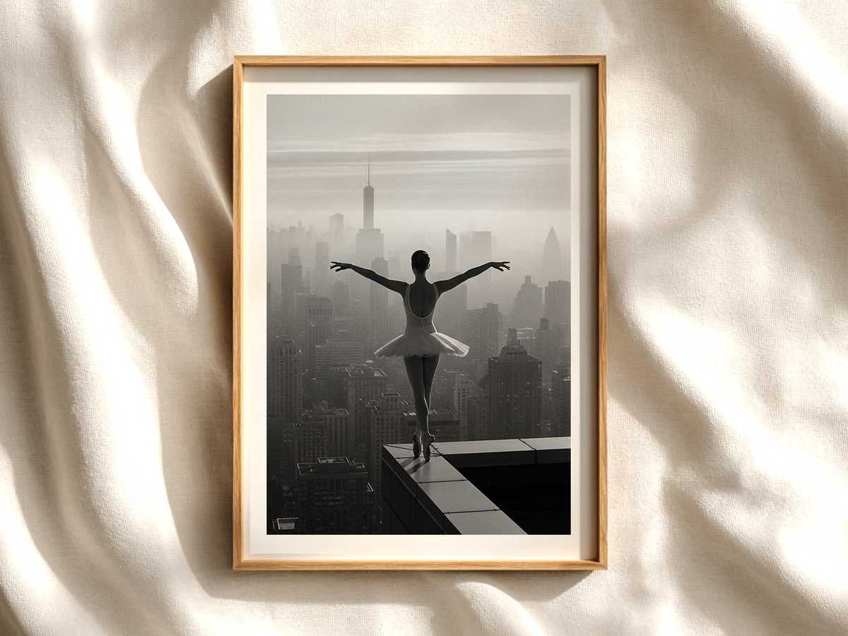 Single Ballerina Silhouette Poster ballet poster shown as refined dance wall art