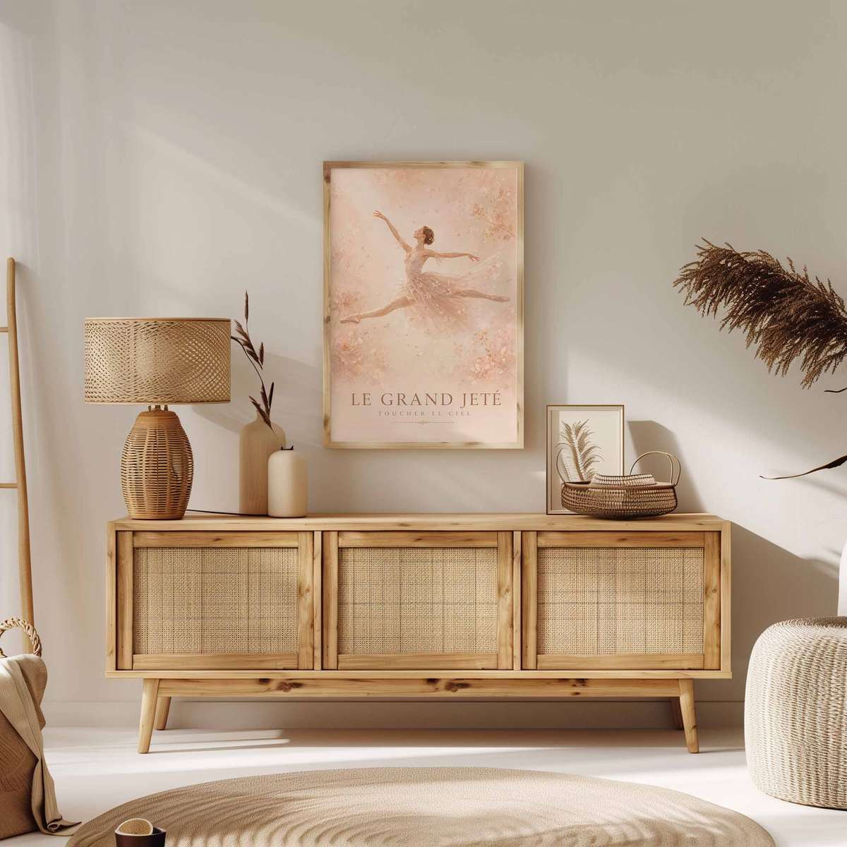 Ballet wall art showcasing elegant lines and a theatrical atmosphere inspired by vintage french text dance art and a romantic visual character with French text
