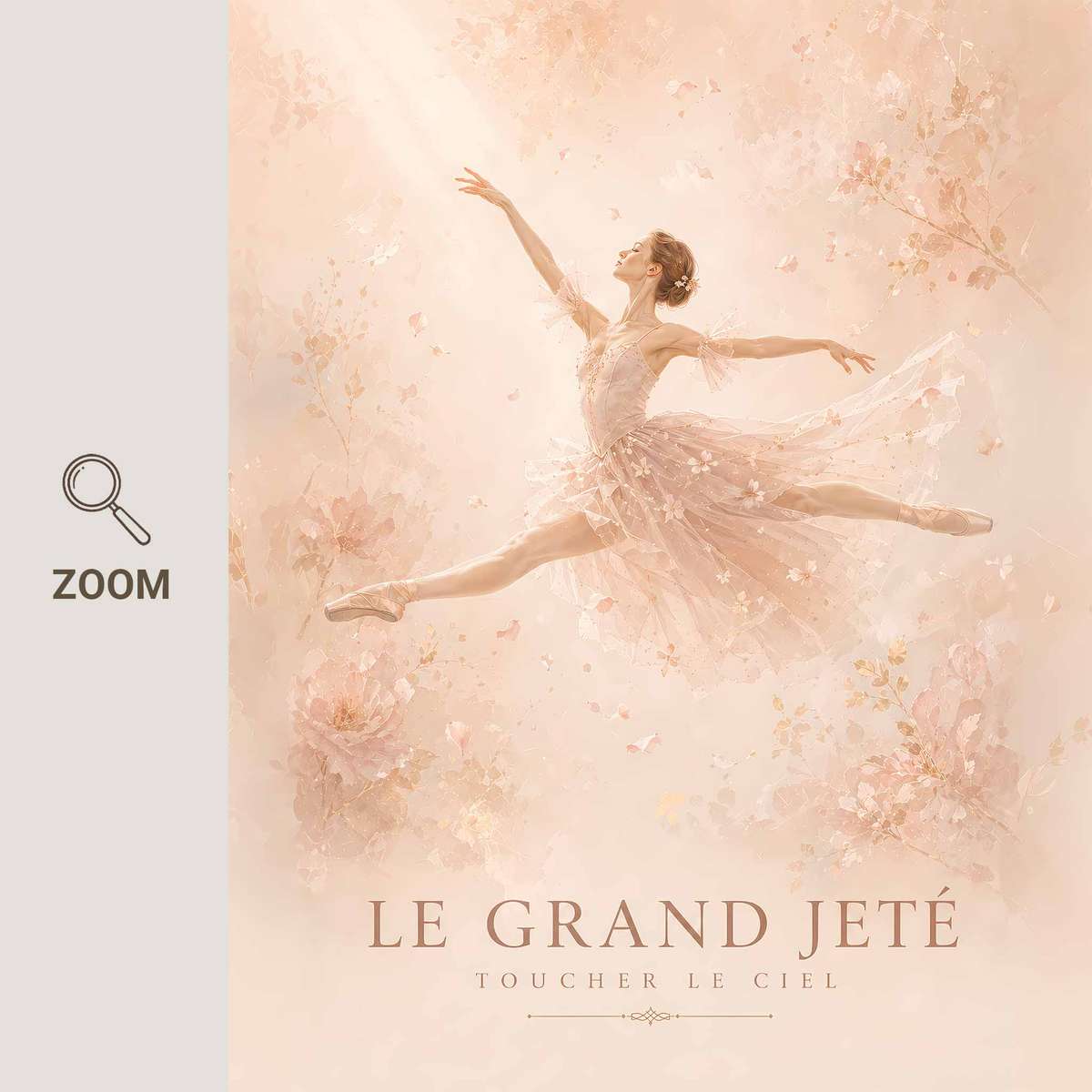 Elegant illustration of Ballet presented through classical stage character and delicate visual rhythm inspired by vintage french text dance art with French text