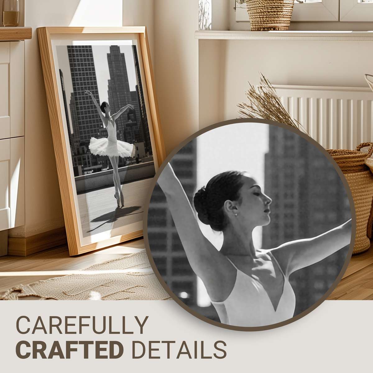 Close-up of a ballerina highlighting the clean line from shoulder to fingertips and the elegant neck carriage