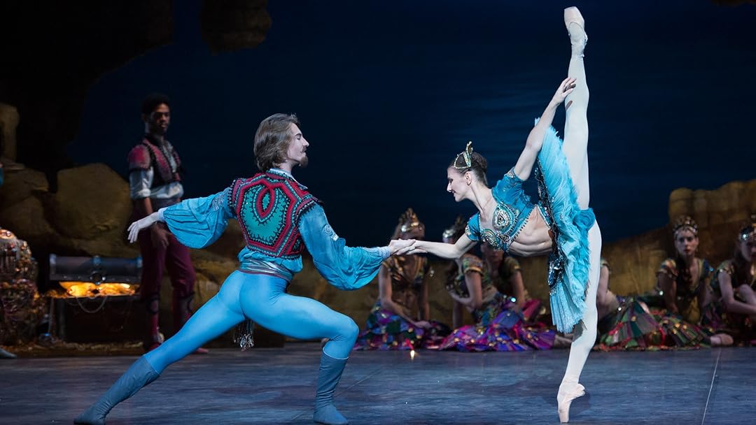 Historic lithograph depicting the 1856 Paris premiere of Le Corsaire with dancers in romantic costume on a grand stage