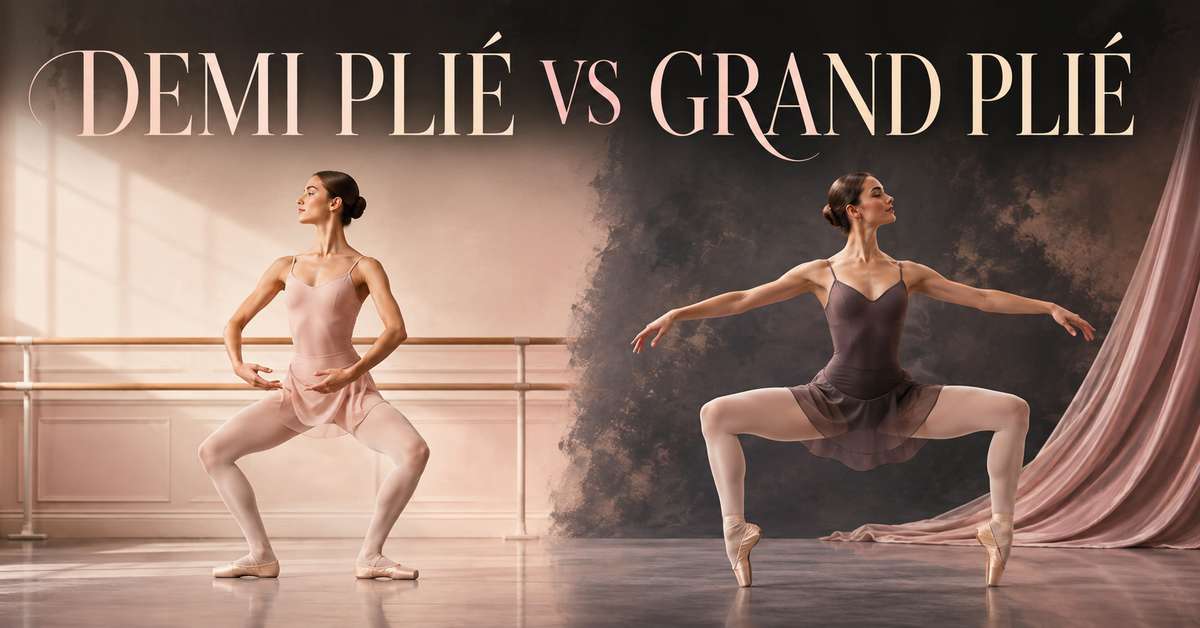 Ballerina performing a demi-plié from the front with knees softly bent and heels grounded