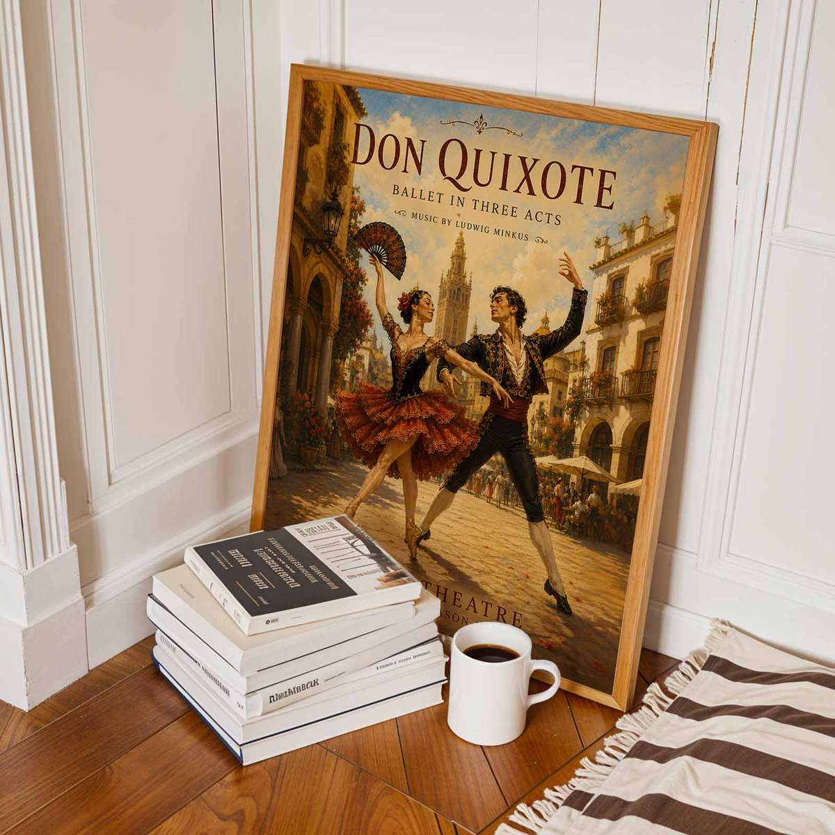 Don Quixote shown in a classical composition showcasing fluid motion and an intimate performance mood inspired by vintage ballet