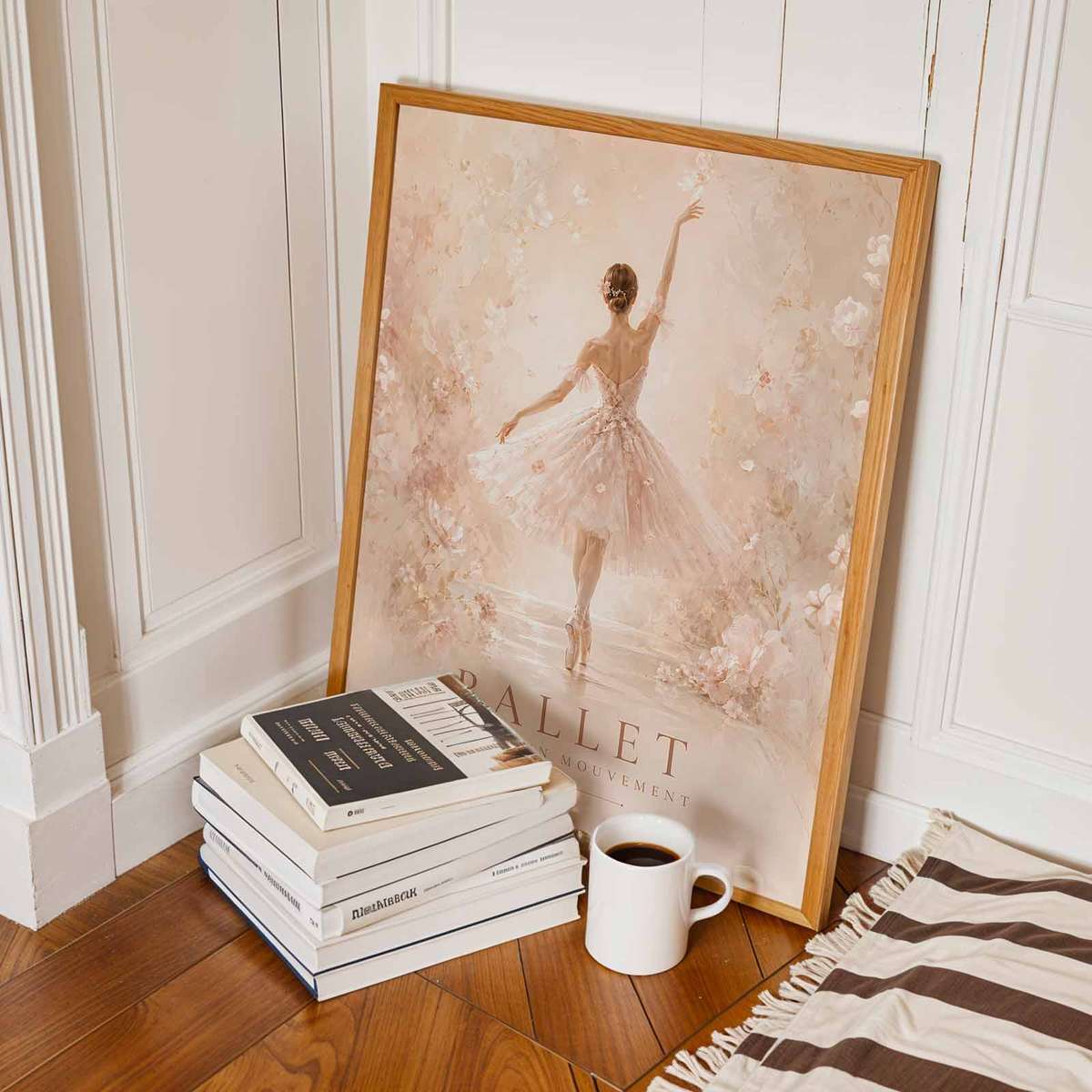 Decorative Ballerina Silhouette Art artwork designed for dance students and dance studio decor with French text