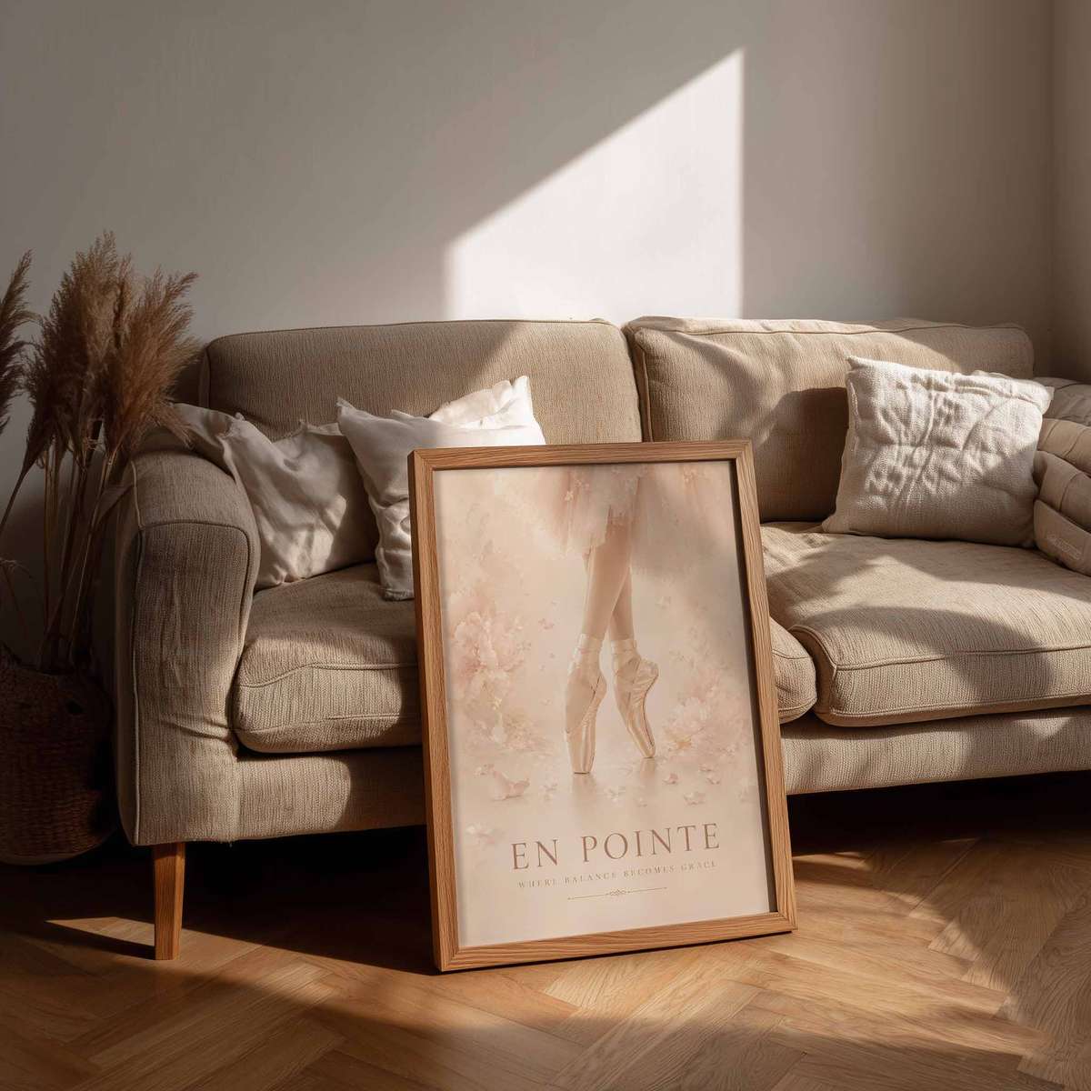Ballerina composition styled as wall art and featuring poetic movement with softly balanced composition