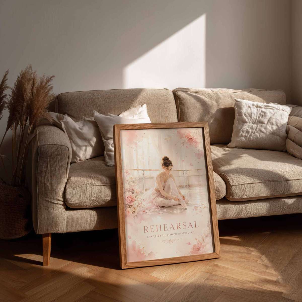 Gallery-style Ballet Dancer artwork with vintage details for gallery wall decor