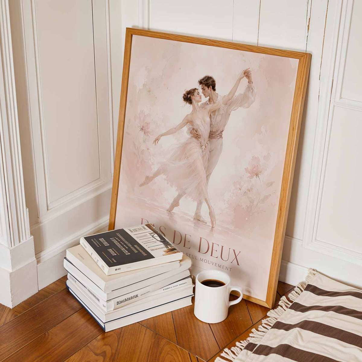 Classical wall art of Watercolor Ballet Dancer created for dancer's bedroom decor with French text