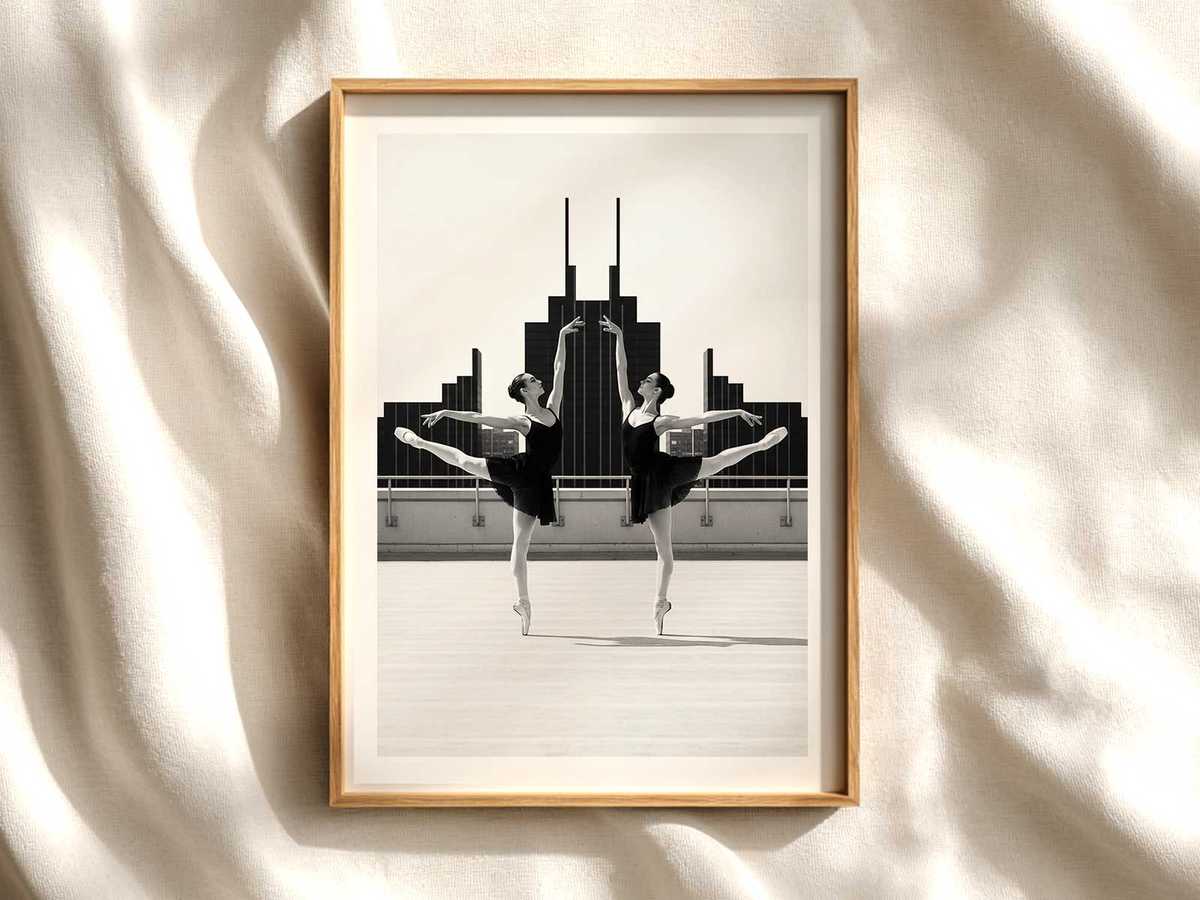 Silhouette Ballerina Arabesque Poster ballet poster shown as refined dance wall art