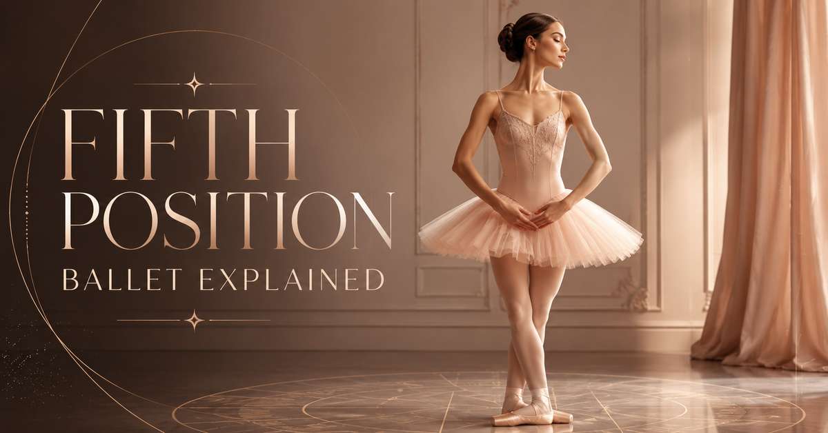 Dancer in classical fifth position viewed from the front showing heels and toes aligned for turnout