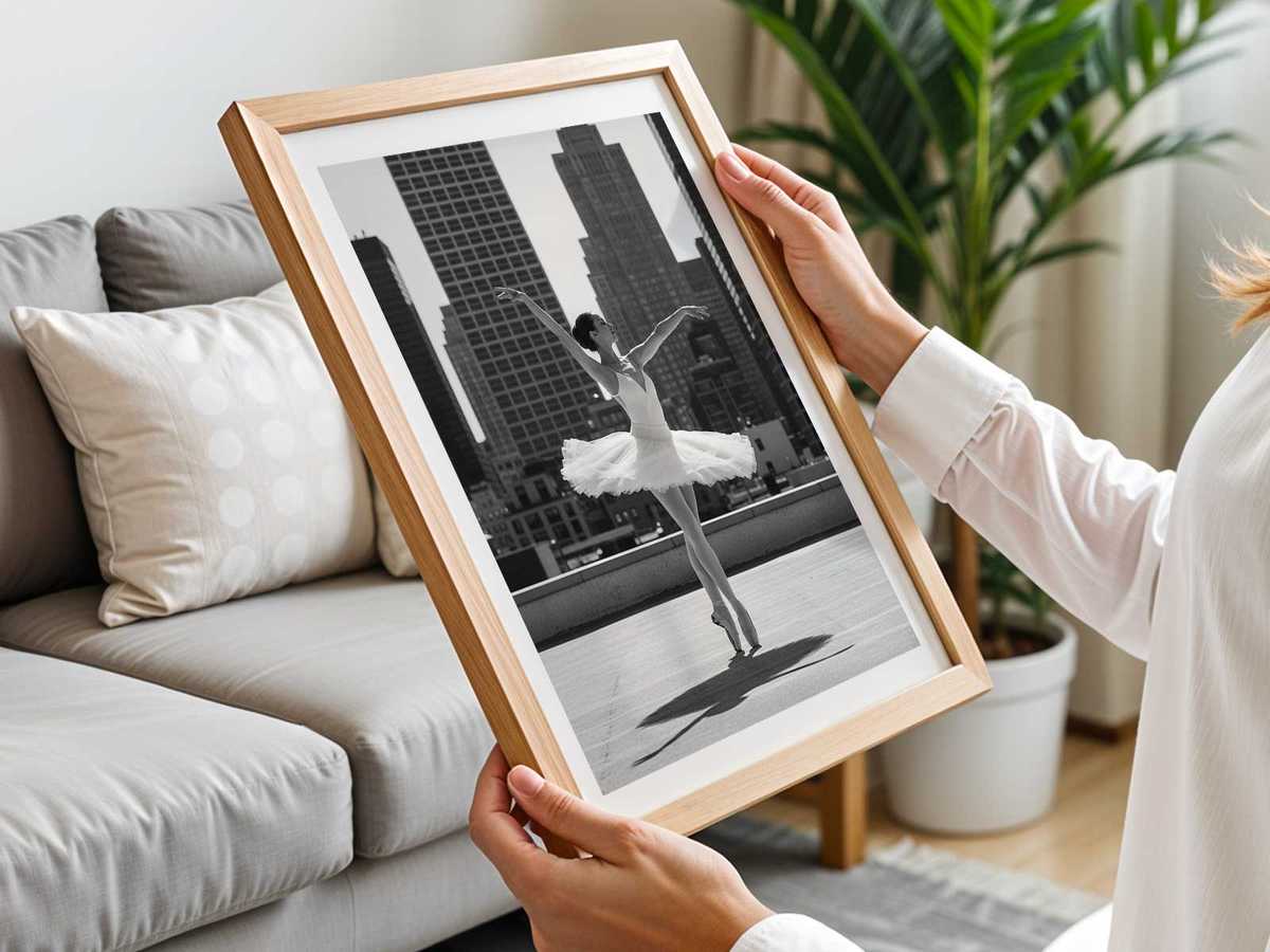 Three-quarter view of a dancer with flowing sleeves, captured mid-gesture to show motion that complements classical line