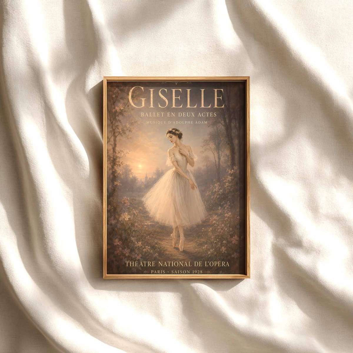 Elegant Giselle wall art featuring fluid motion and an intimate performance mood with French text