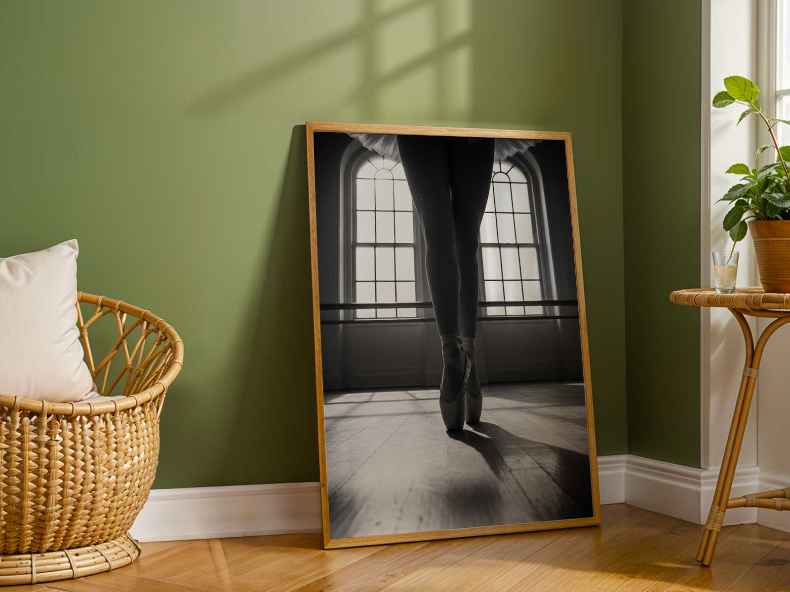 Dancer in a mid-turn with subtle motion blur at the edges, conveying movement while preserving the clarity of posture