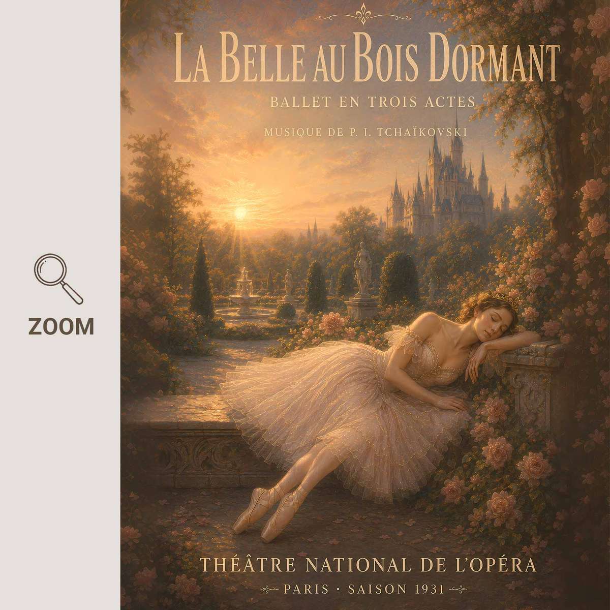 Sleeping Beauty Ballet composition styled as wall art and featuring rehearsal-inspired details and graceful silhouettes