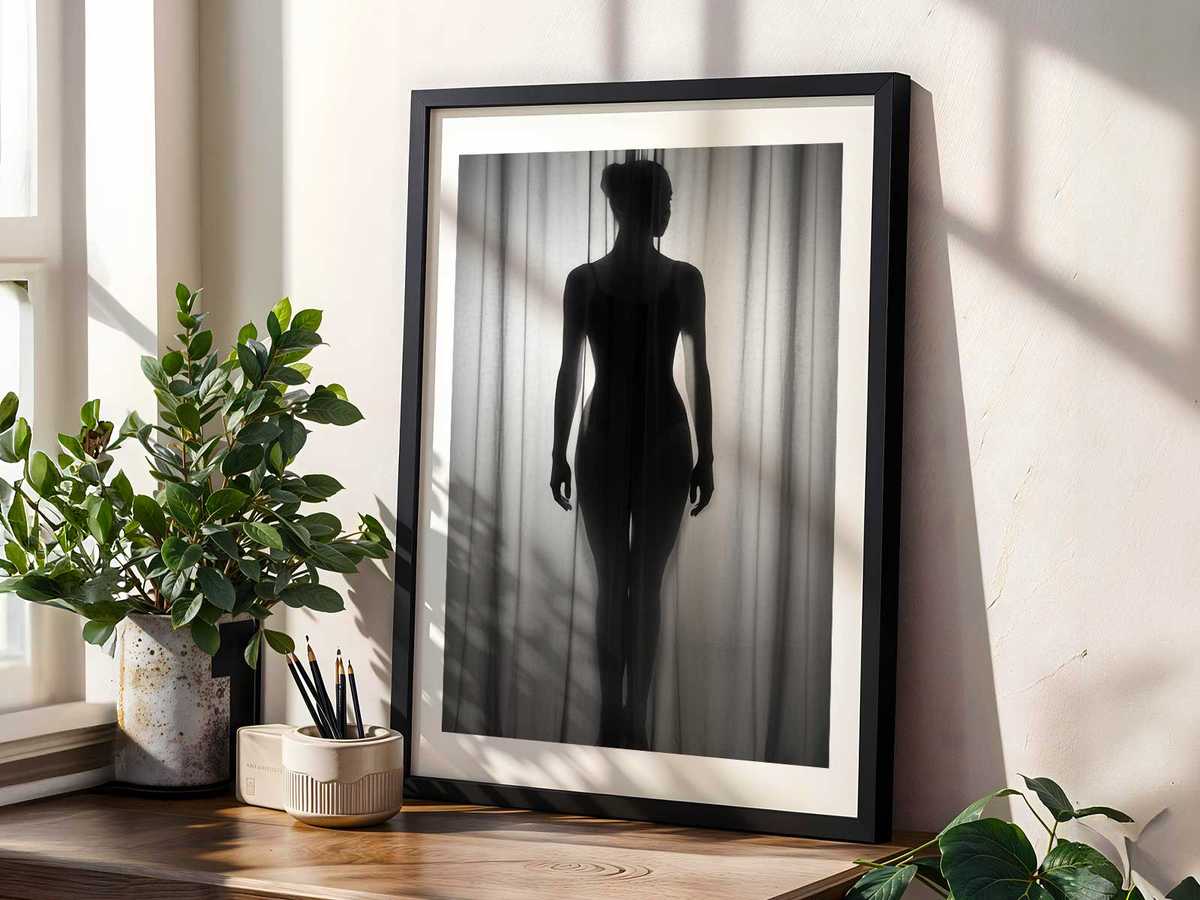 Soft side lighting that highlights the ballerina’s contour and the subtle texture of the veil