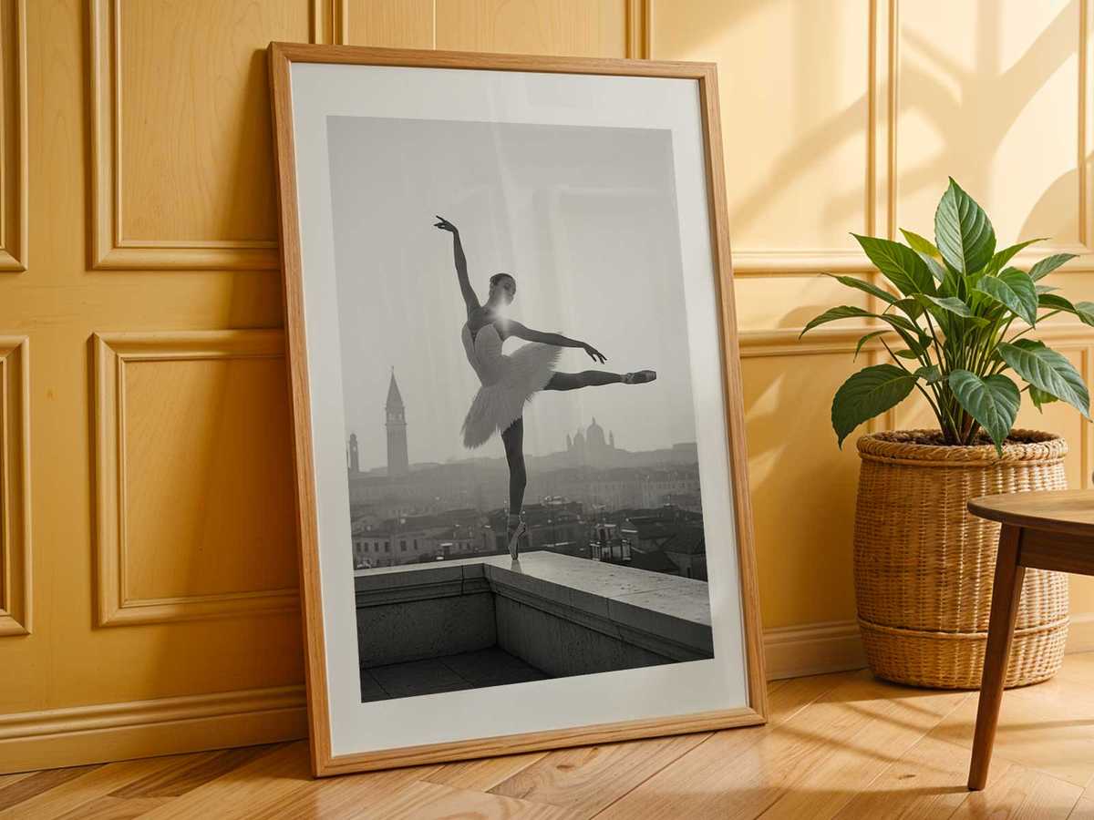 Ballet variation performed on a broad stone staircase, juxtaposing human ascent with historical masonry