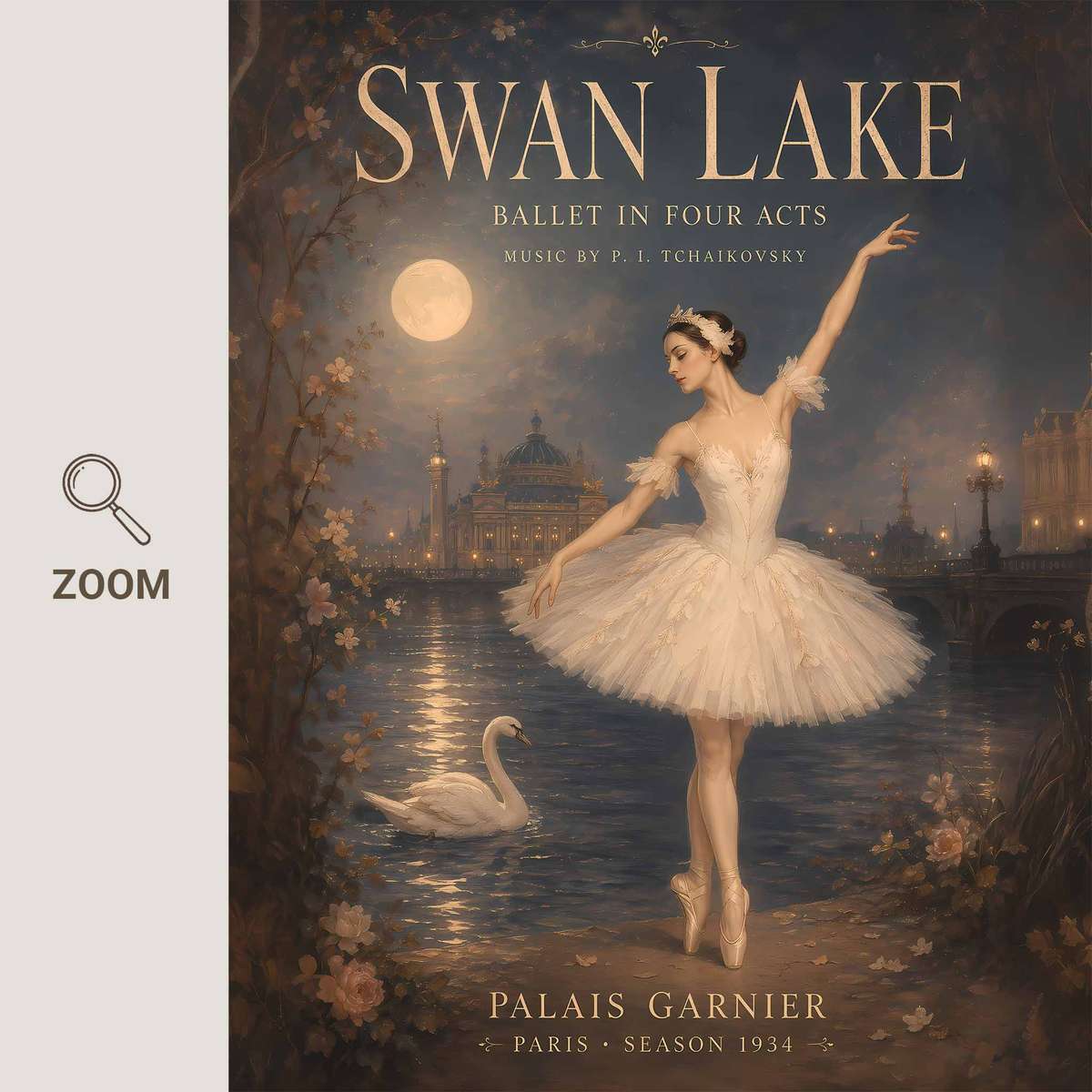 Vintage Ballet composition styled as painting and featuring classical stage character and delicate visual rhythm inspired by 10 historic ballet