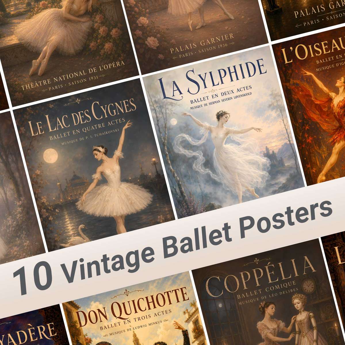 Vintage Ballet wall art showcasing rehearsal-inspired details and graceful silhouettes and a romantic visual character