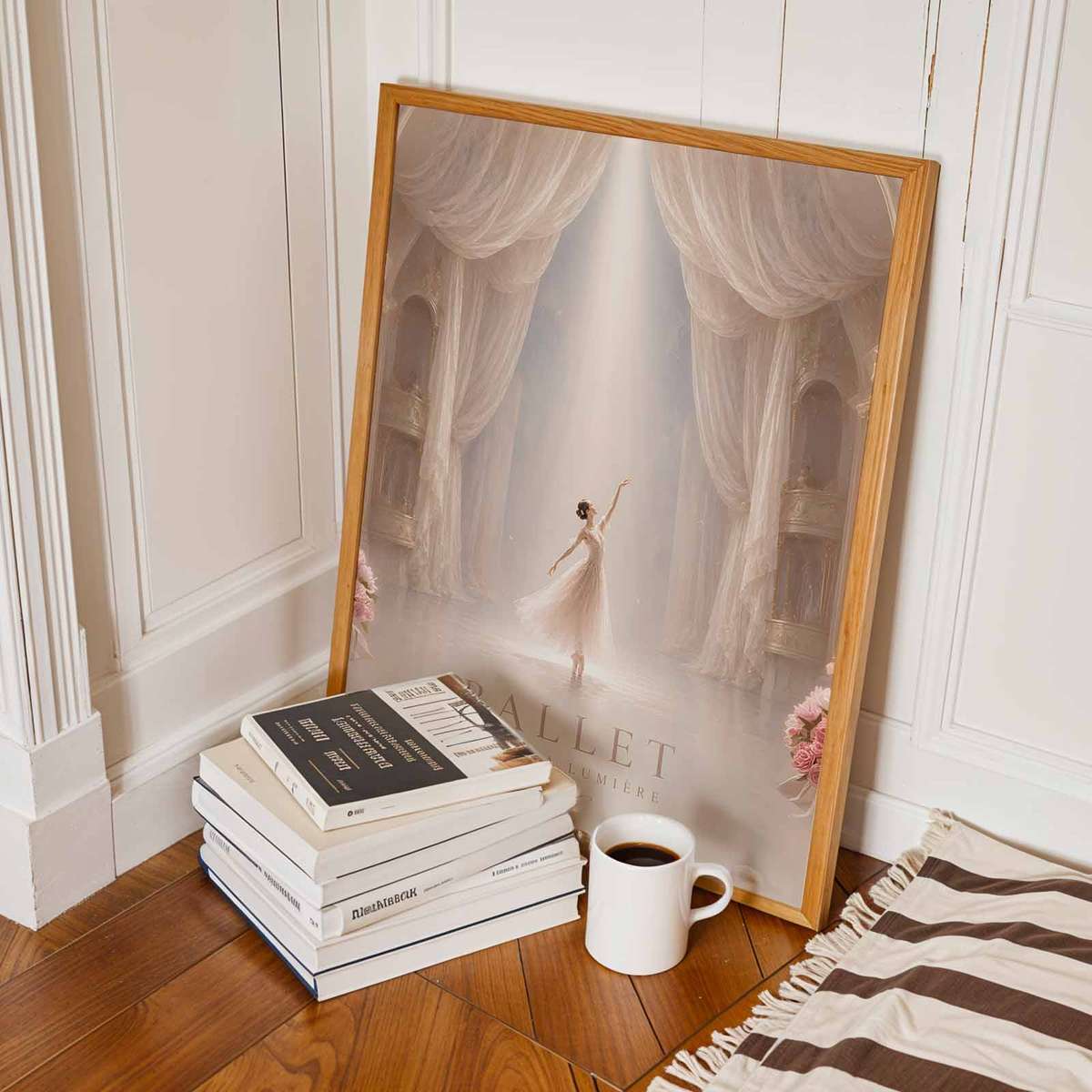 Ballet Dancer decorative print featuring elegant lines and a theatrical atmosphere for dancers with French text