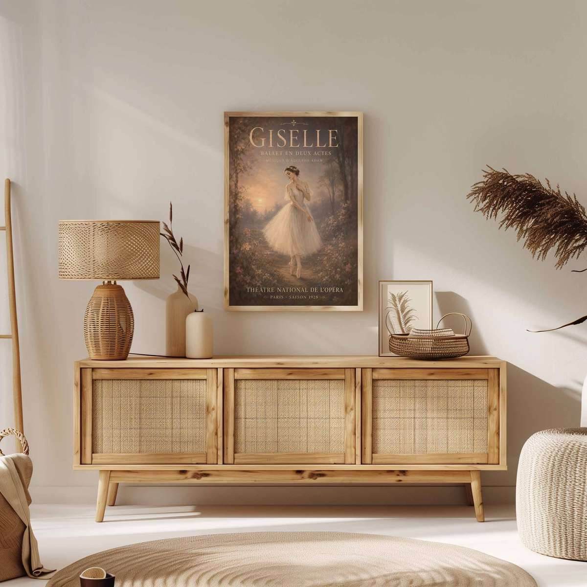 Giselle wall art combining poetic movement with softly balanced composition in a romantic composition with French text