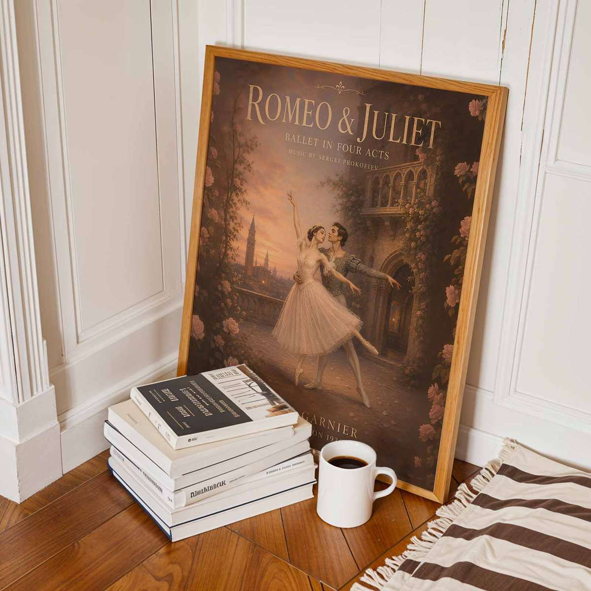 Vintage wall art centered on Romeo Juliet with a graceful atmosphere