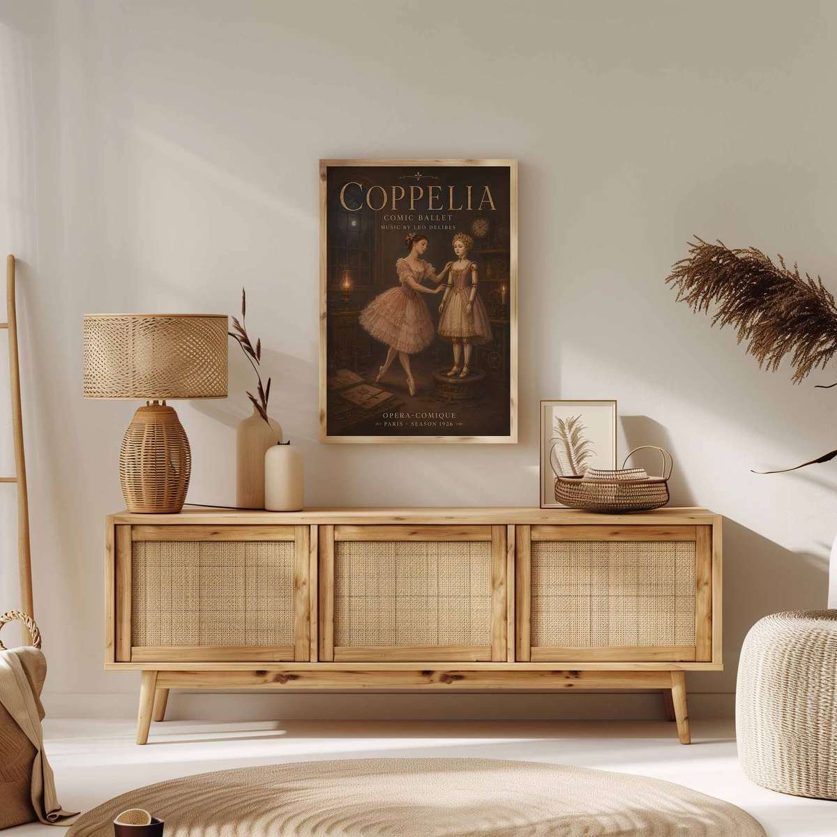 Vintage wall art centered on Vintage Ballerina with a theatrical atmosphere