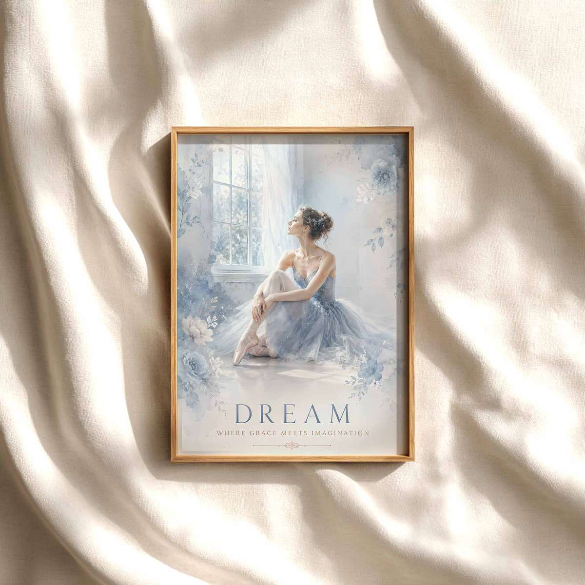 Watercolor illustration of Watercolor Ballerinas presented through poetic movement with softly balanced composition