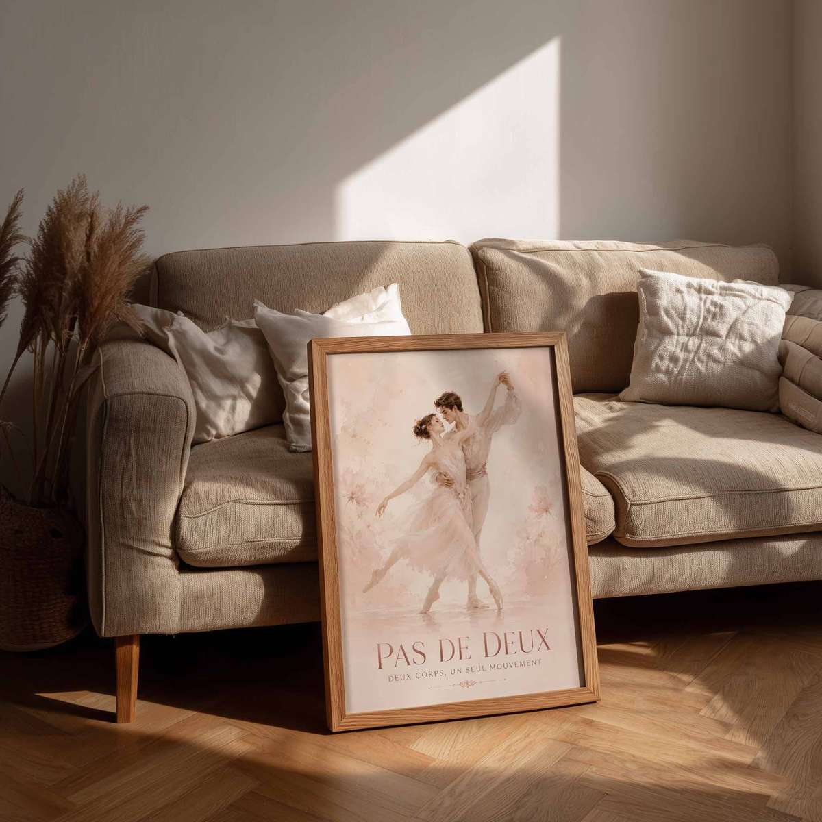 Watercolor Ballet Dancer composition styled as wall art and featuring expressive posture and refined dance details with French text